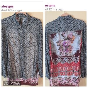 Arrata Patterned Button-Up Blouse